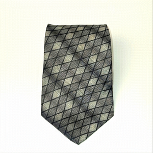 3/$30 Calvin Klein 100% Silk Tie Gray Black Geometric Pattern Mens Necktie